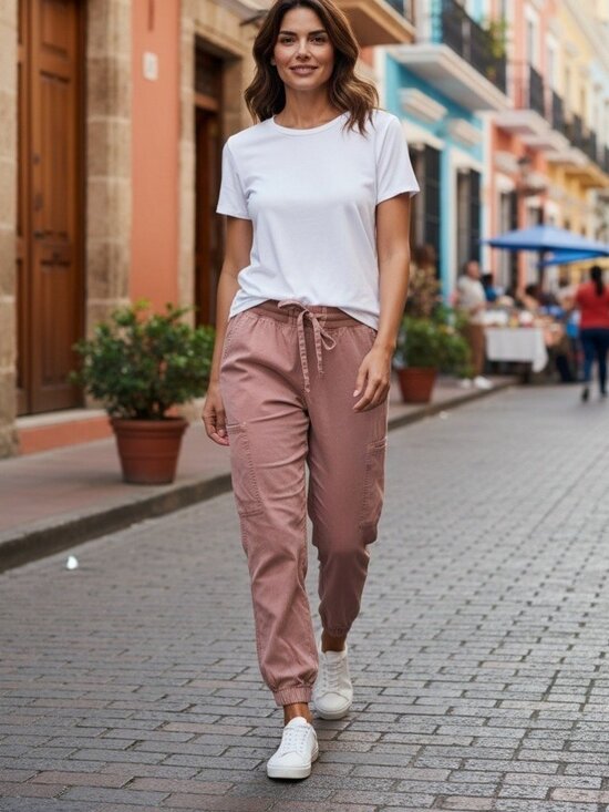 aerie Pants - Aerie Easiest Cargo Jogger Pant Burnt Orange Lyocell Casual Chic Pull On Size L